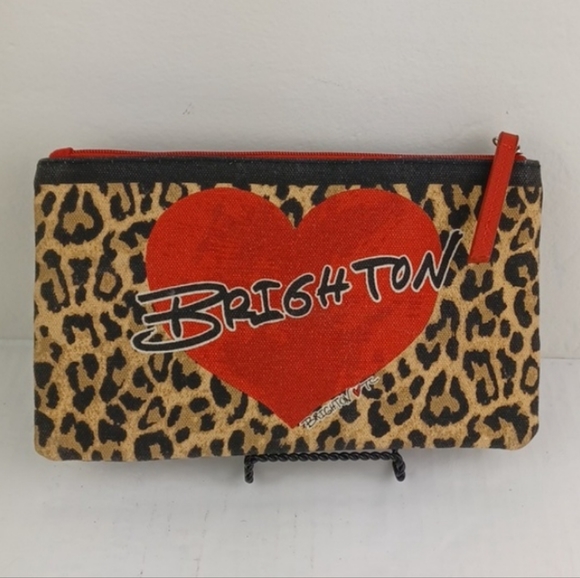 BRIGHTON Vibrant Cheetah & Red Heart & Canvas Red Ribbon Make Up Bag 2020 - Picture 11 of 11